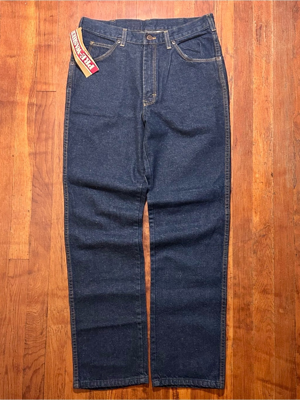 Vintage 70s Dickies Branders Talon Zip Dark Wash Straight Denim Jeans 31x31 NWT